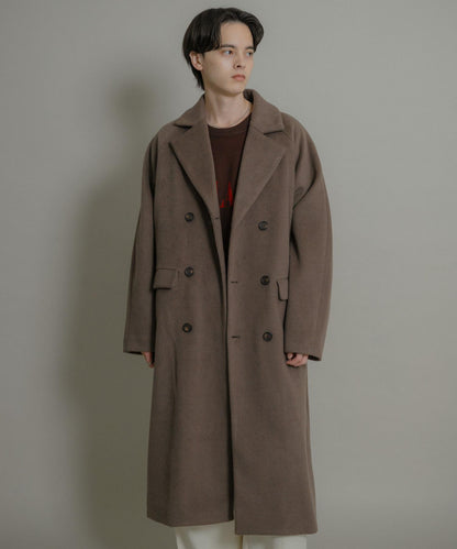 羊毛混紡雙排扣長款大衣