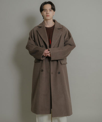 羊毛混紡雙排扣長款大衣