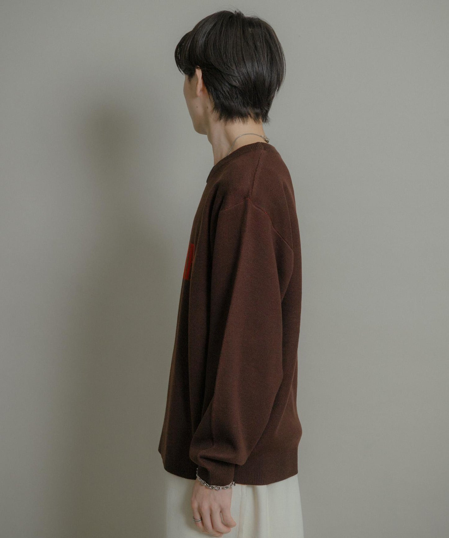 標誌圖案圓領針織衫