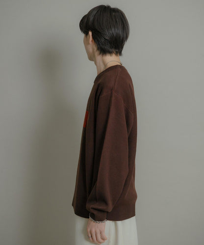 標誌圖案圓領針織衫