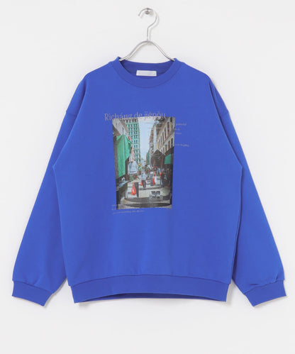 城市風格印花圓領衛衣