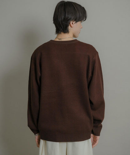 標誌圖案圓領針織衫