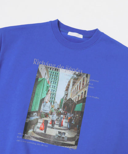 城市風格印花圓領衛衣