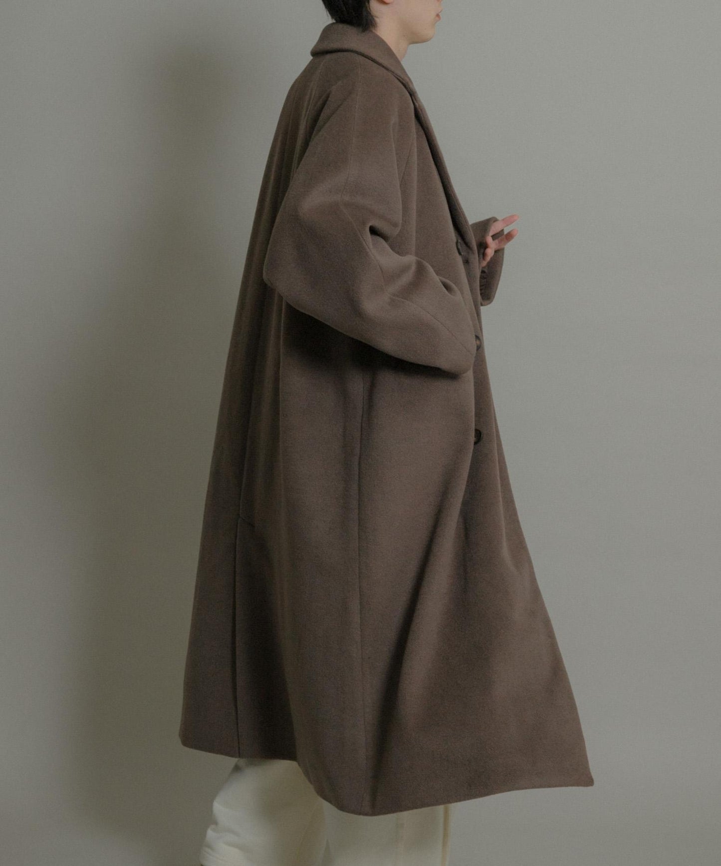 羊毛混紡雙排扣長款大衣