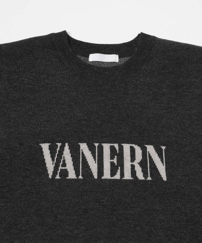 標誌圖案圓領針織衫