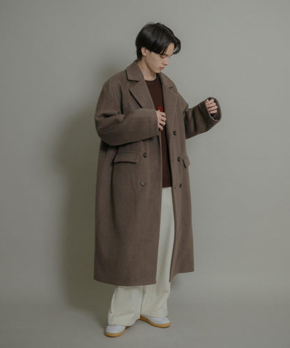 羊毛混紡雙排扣長款大衣