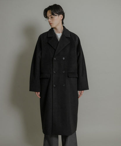 羊毛混紡雙排扣長款大衣