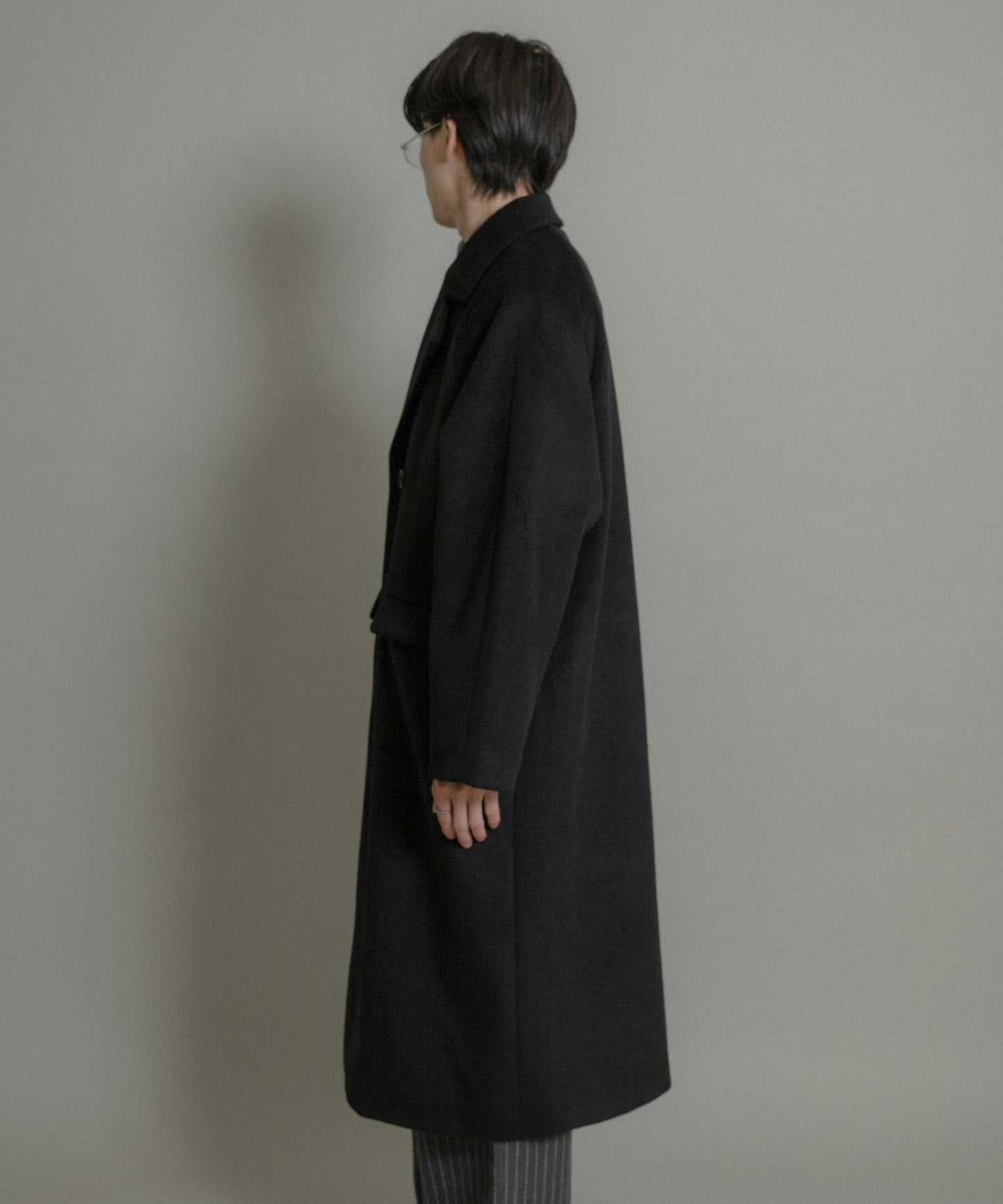 羊毛混紡雙排扣長款大衣