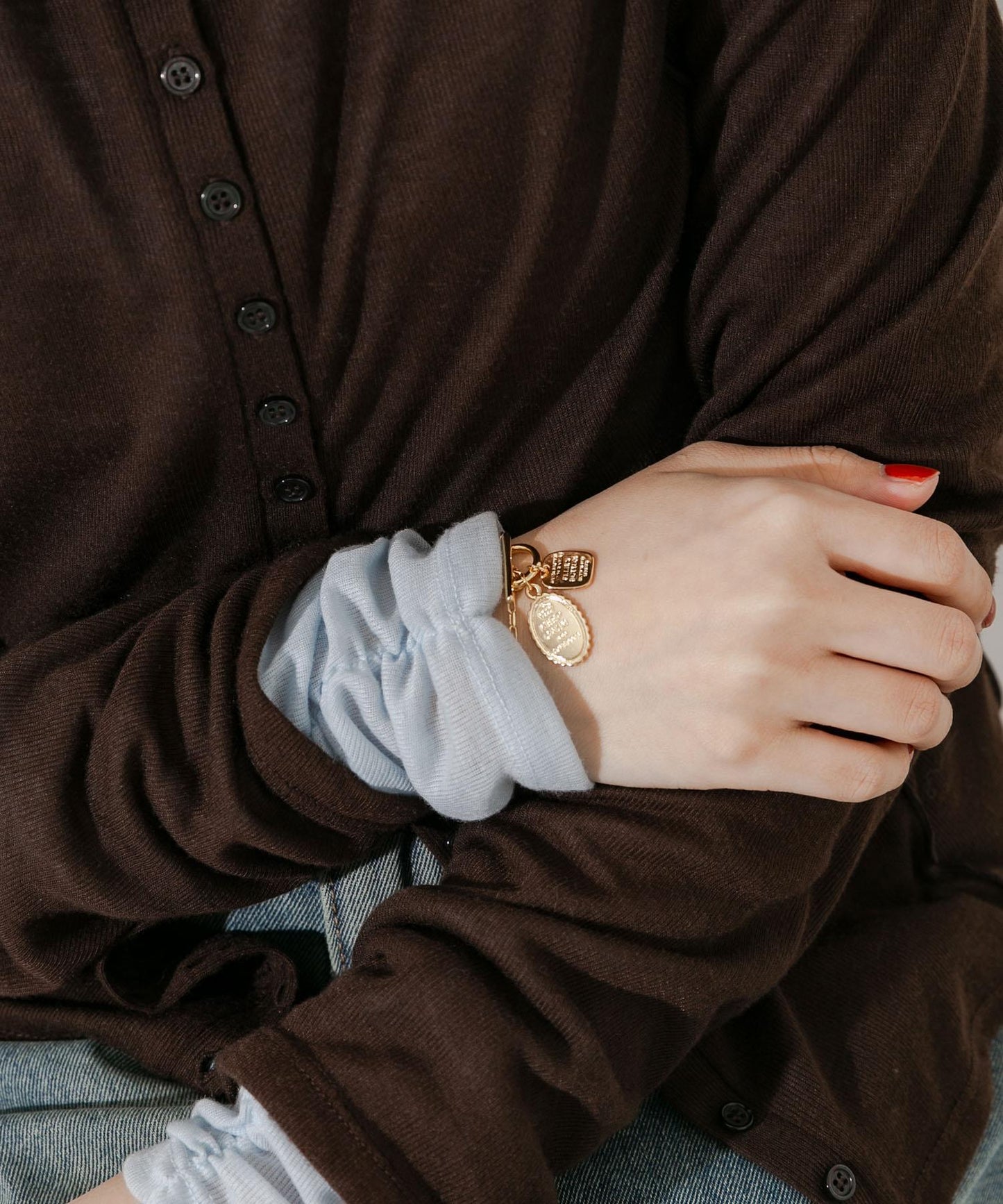 硬幣吊墜T形扣手鍊