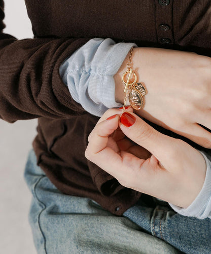 硬幣吊墜T形扣手鍊