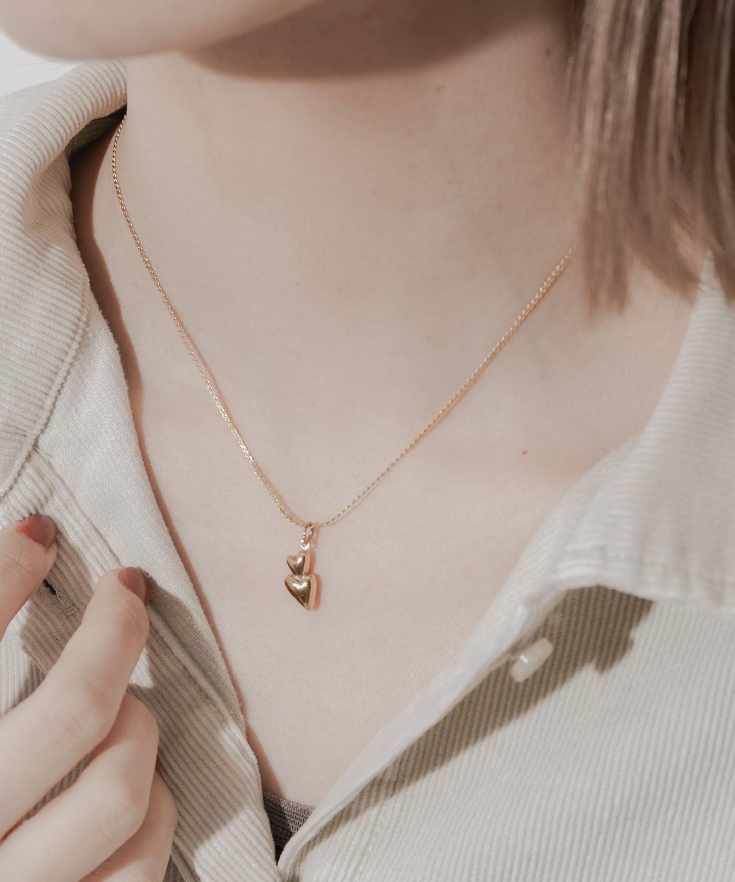 不鏽鋼雙心項鍊