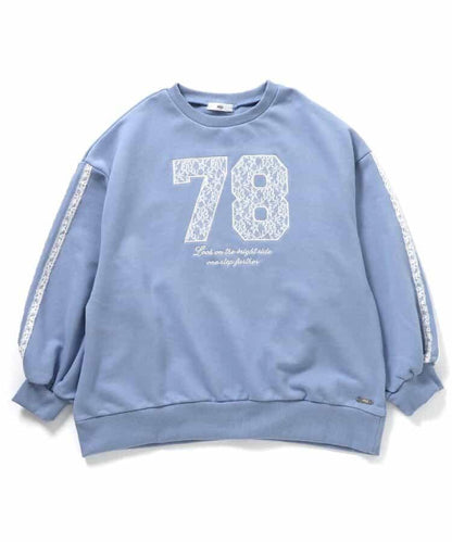 蕾絲編號裝飾寬鬆衛衣