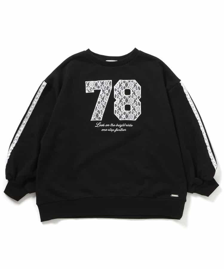 蕾絲編號裝飾寬鬆衛衣