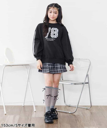 蕾絲編號裝飾寬鬆衛衣