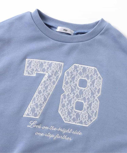 蕾絲編號裝飾寬鬆衛衣