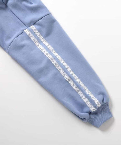 蕾絲編號裝飾寬鬆衛衣