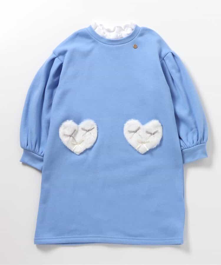 內加絨心形口袋連衣裙