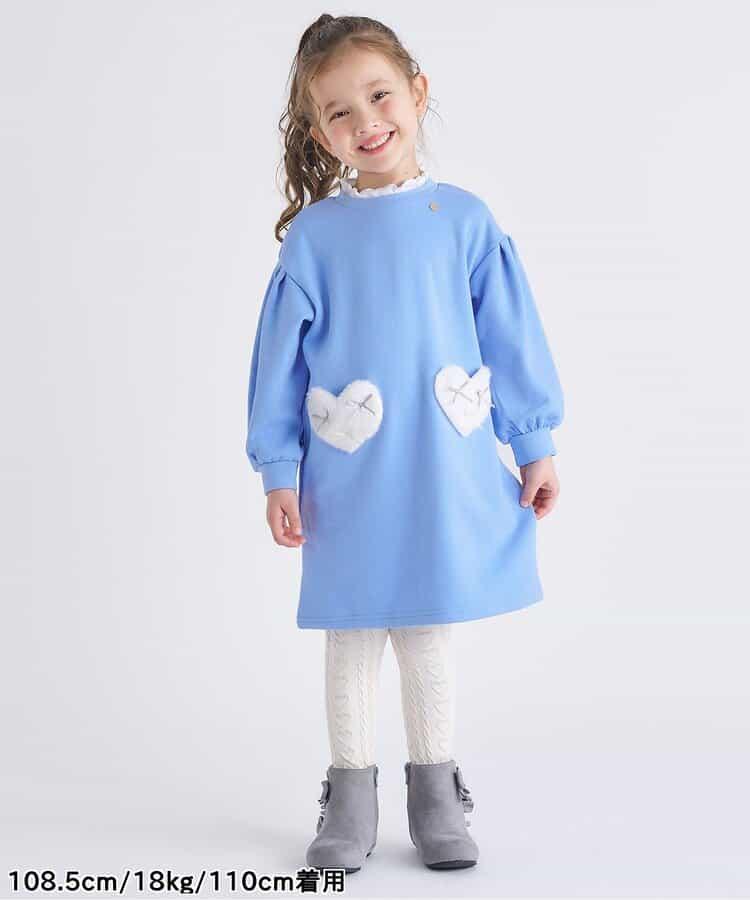 內加絨心形口袋連衣裙