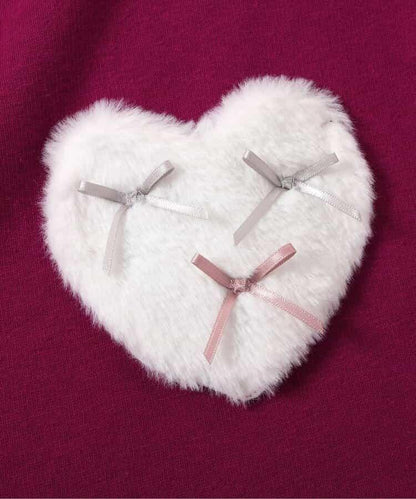 內加絨心形口袋連衣裙