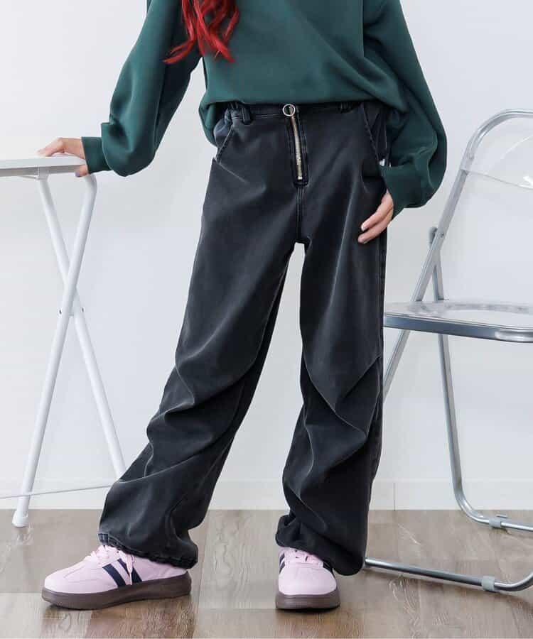 保暖前拉鍊寬鬆褲