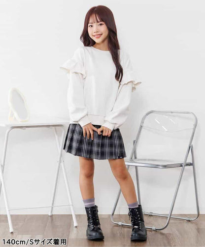 加絨肩部荷葉邊衛衣