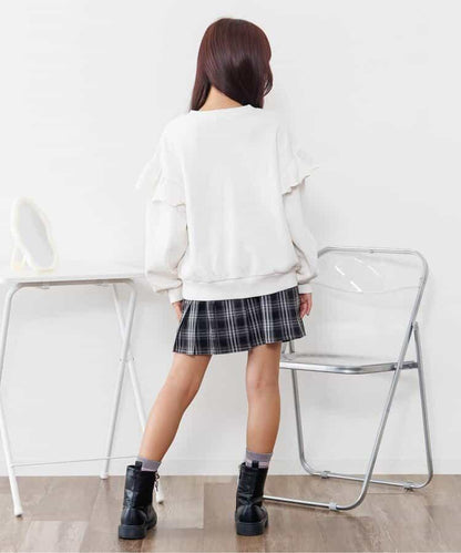 加絨肩部荷葉邊衛衣