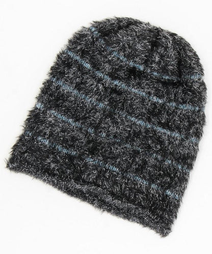 條紋亮絲針織帽