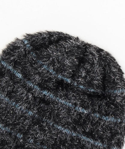 條紋亮絲針織帽