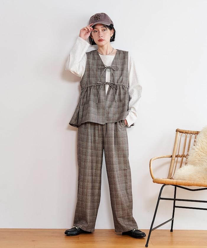 【套裝商品】荷葉邊吊帶背心長褲套裝