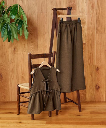 【套裝商品】荷葉邊吊帶背心長褲套裝