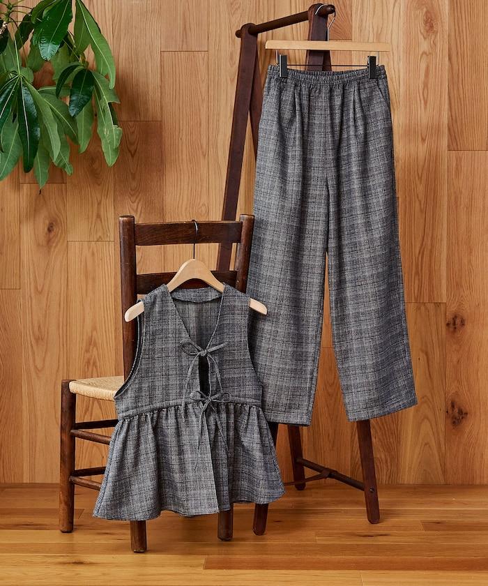 【套裝商品】荷葉邊吊帶背心長褲套裝