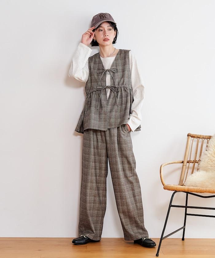 【套裝商品】荷葉邊吊帶背心長褲套裝