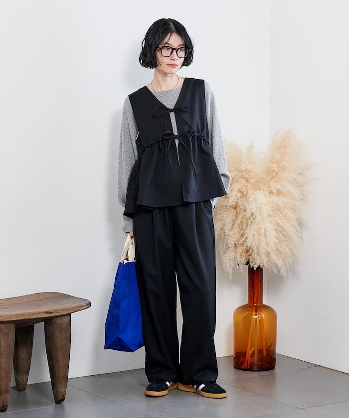 【套裝商品】荷葉邊吊帶背心長褲套裝