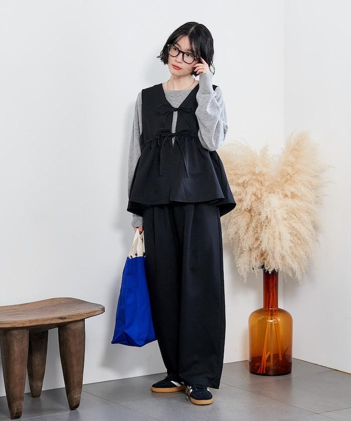 【套裝商品】荷葉邊吊帶背心長褲套裝