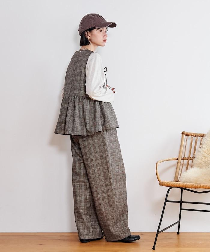 【套裝商品】荷葉邊吊帶背心長褲套裝