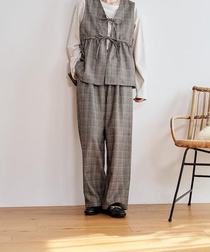 【套裝商品】荷葉邊吊帶背心長褲套裝