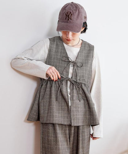 【套裝商品】荷葉邊吊帶背心長褲套裝