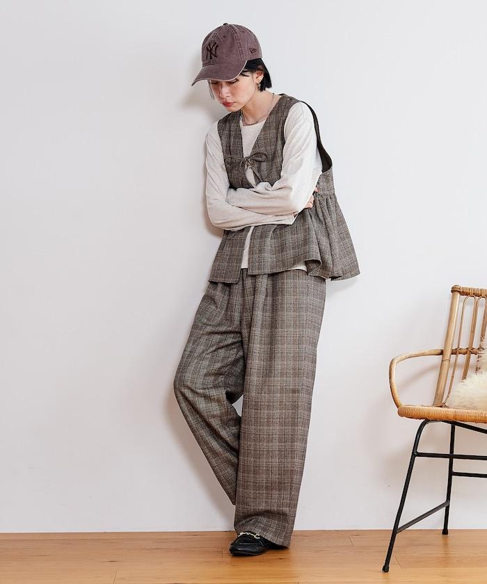 【套裝商品】荷葉邊吊帶背心長褲套裝