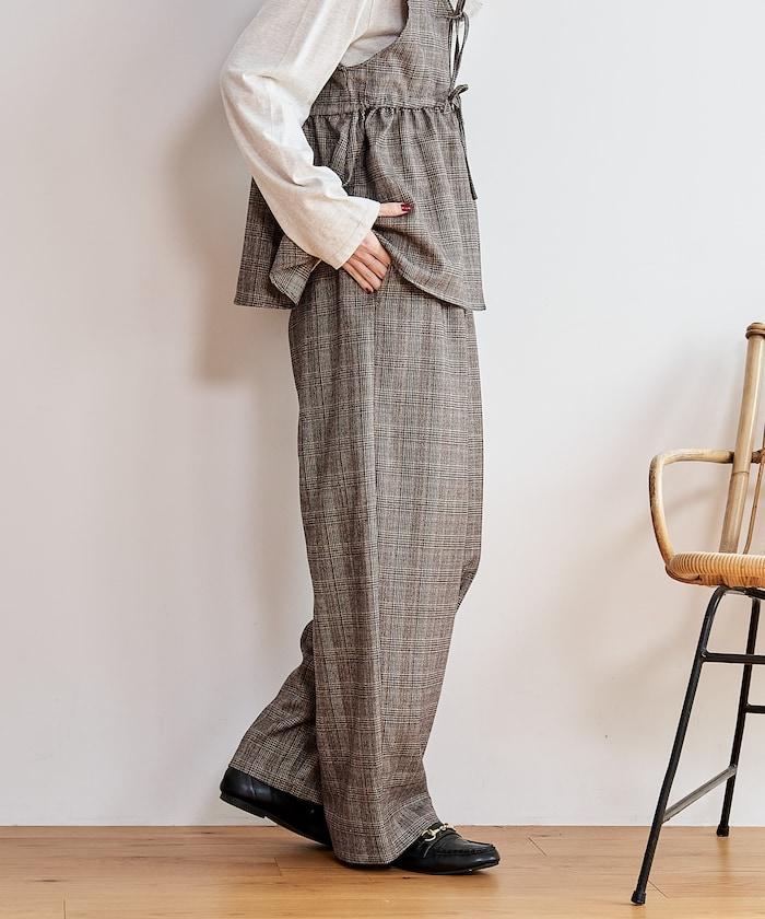 【套裝商品】荷葉邊吊帶背心長褲套裝