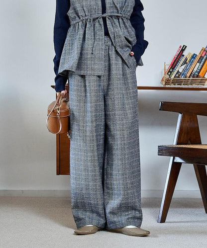 【套裝商品】荷葉邊吊帶背心長褲套裝