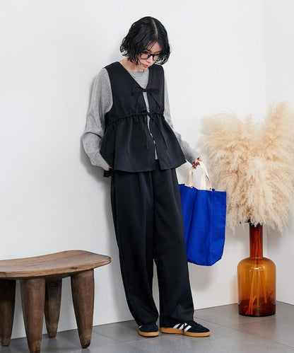 【套裝商品】荷葉邊吊帶背心長褲套裝