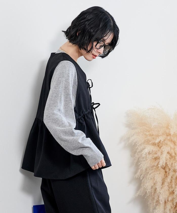 【套裝商品】荷葉邊吊帶背心長褲套裝