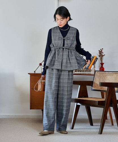 【套裝商品】荷葉邊吊帶背心長褲套裝