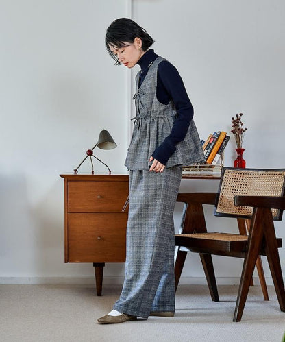 【套裝商品】荷葉邊吊帶背心長褲套裝