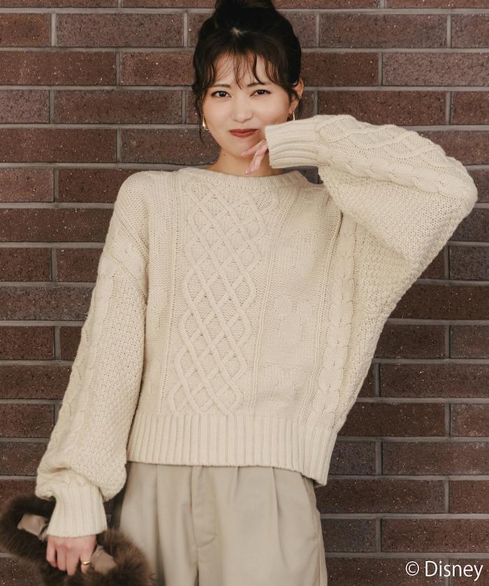 FREAK'S STORE×前田亞美/《迪士尼》/Mickey Mouse/米老鼠/麻花針織套頭衫