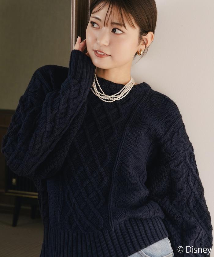 FREAK'S STORE×前田亞美/《迪士尼》/Mickey Mouse/米老鼠/麻花針織套頭衫