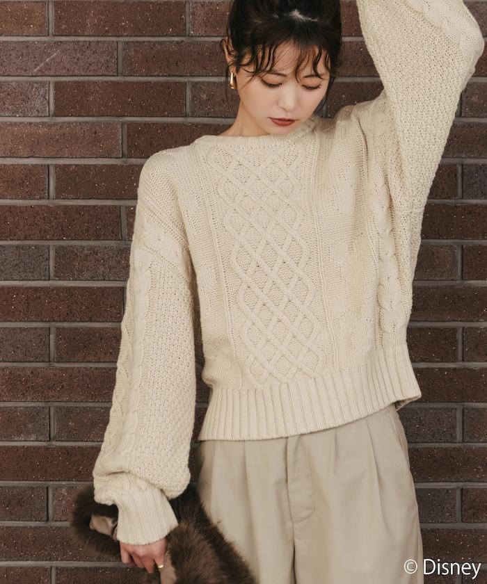 FREAK'S STORE×前田亞美/《迪士尼》/Mickey Mouse/米老鼠/麻花針織套頭衫