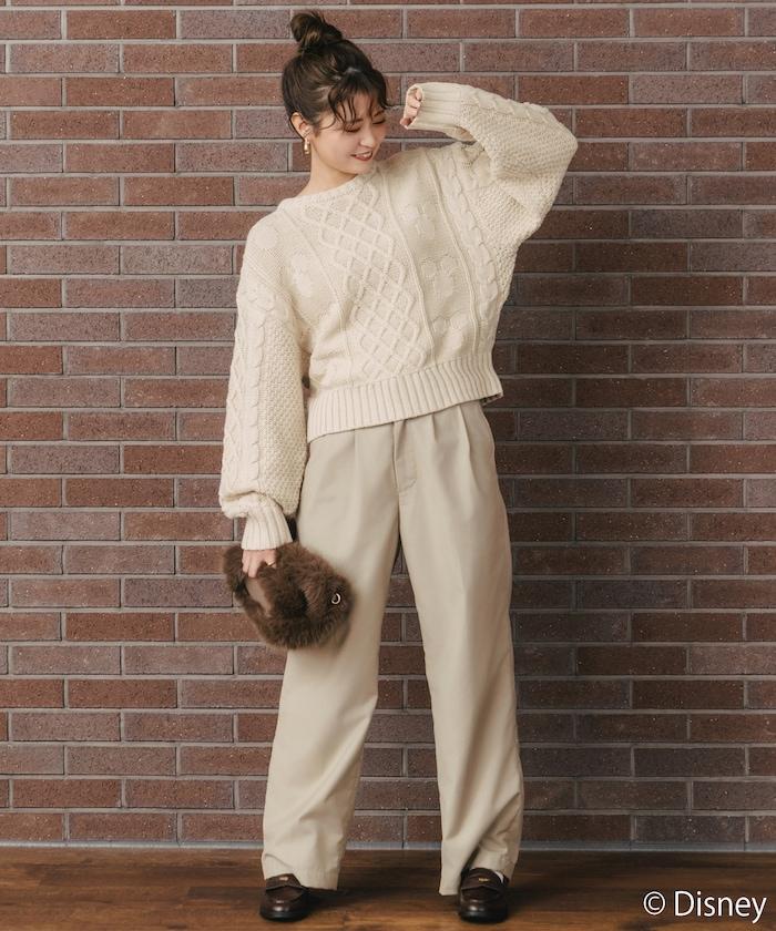 FREAK'S STORE×前田亞美/《迪士尼》/Mickey Mouse/米老鼠/麻花針織套頭衫