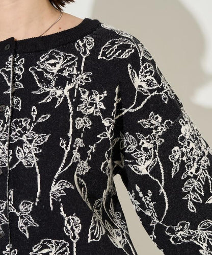 植物花紋提花兩用針織衫（開衫・套頭衫）