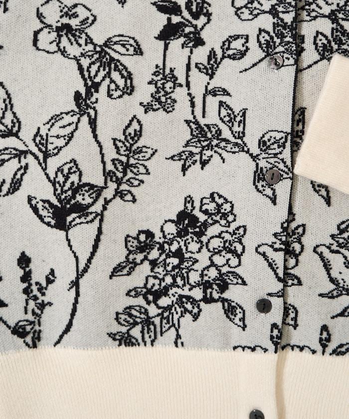 植物花紋提花兩用針織衫（開衫・套頭衫）